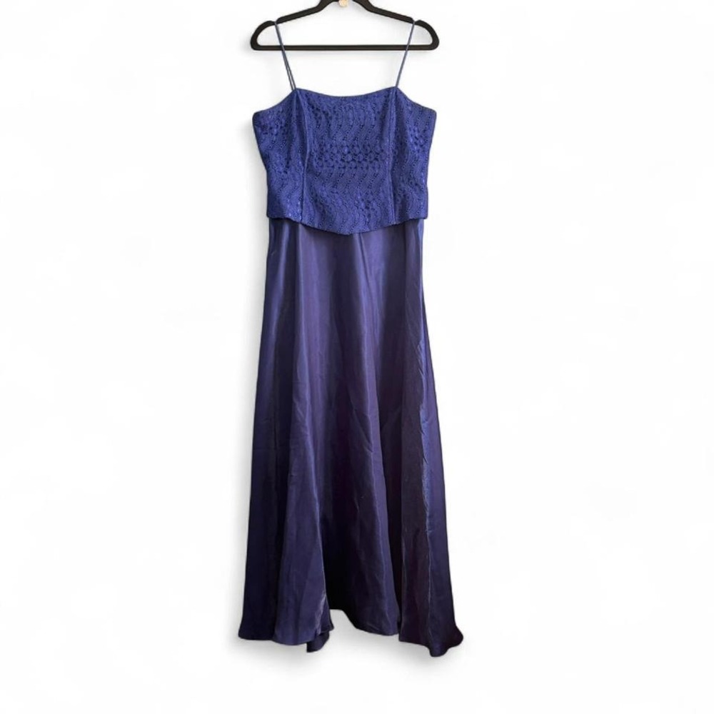 Vintage‎ 90s Dress Women's Size XL Rebecca Blue Lace Shimmer Corset Retro Whimsy